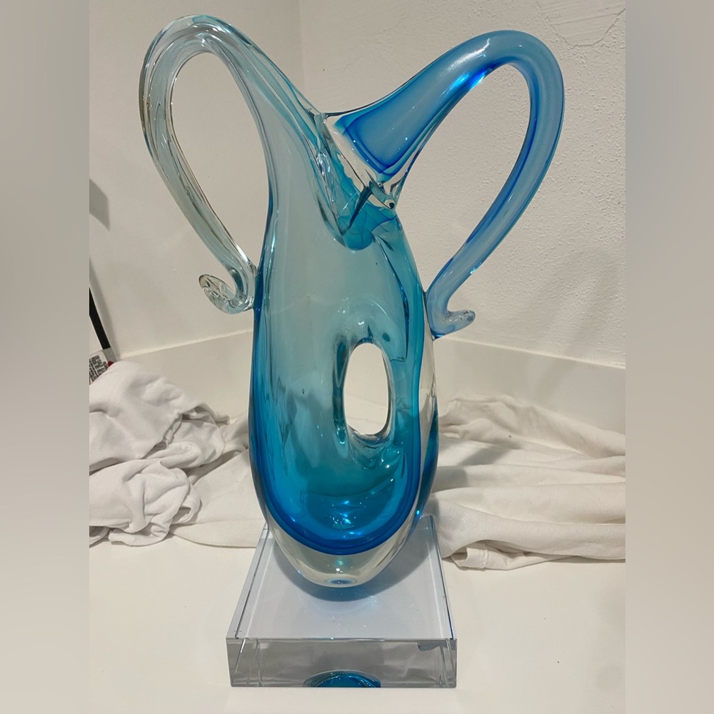 A unique, heavy, murano glass vase. made in Italy.